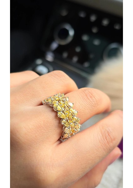 Ithal Sarı Buz Kesim Damla Kare Tamtur Gümüş Yüzük fiyatları