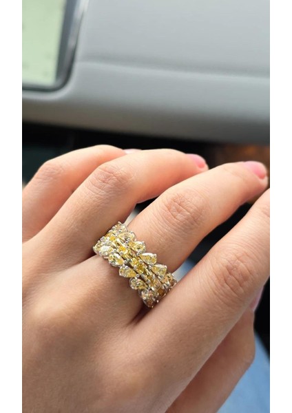 Ithal Sarı Buz Kesim Damla Kare Tamtur Gümüş Yüzük modelleri