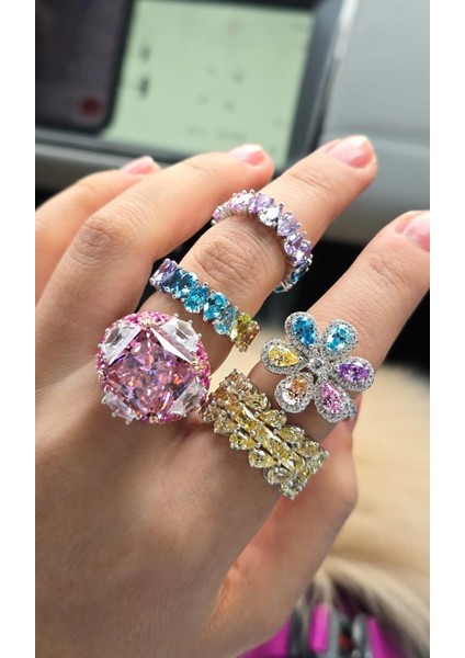 Ithal Sarı Buz Kesim Damla Kare Tamtur Gümüş Yüzük fırsatları