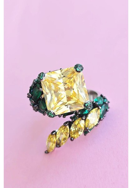 Ithal Premium Kare Markiz Sarı Gümüş Yüzük