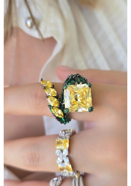 Ithal Premium Kare Markiz Sarı Gümüş Yüzük fiyatları