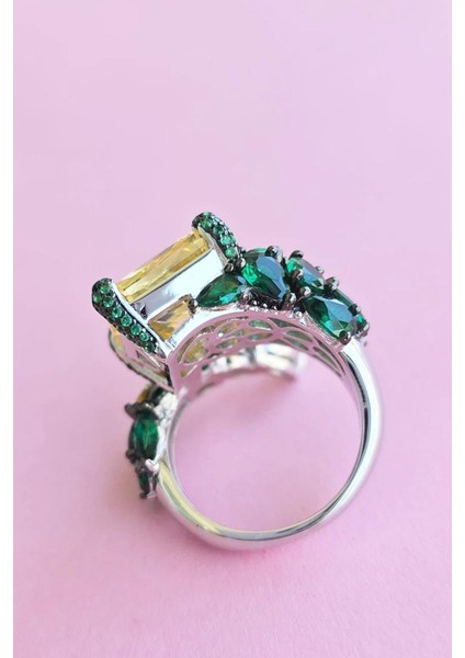 Ithal Premium Kare Markiz Sarı Gümüş Yüzük modelleri