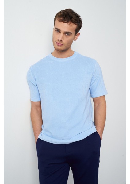 Havlu Kumaş Regular Fit Sıfır Yaka T-Shirt