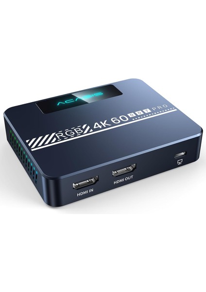 VC007PRO 4K 60Hz Hdr Rgb Kayıt Cihazı, Sessiz Soğutma Fanı, 96 Saat Kesintisiz Canlı Yayın Mikrofon, Kulaklık ve Konsol Bağlantılı Profesyonel Kayıt Cihazı