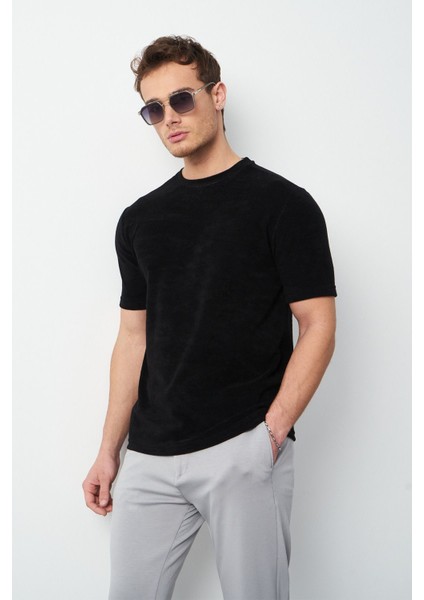 Havlu Kumaş Regular Fit Sıfır Yaka T-Shirt