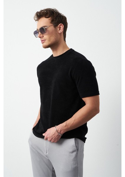 Havlu Kumaş Regular Fit Sıfır Yaka T-Shirt
