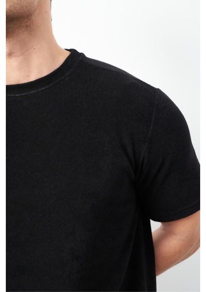 Havlu Kumaş Regular Fit Sıfır Yaka T-Shirt