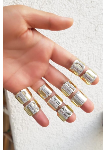 Harfli Baget Işleme Gümüş Yüzük modelleri