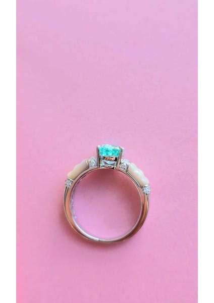 Ithal Paraiba Buz Kesim Sedef Taşlı Gümüş Yüzük indirimleri