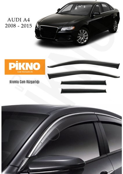 Audi A4 2008-2015 Arası Kromlu Cam Rüzgarlığı 4'lü Set