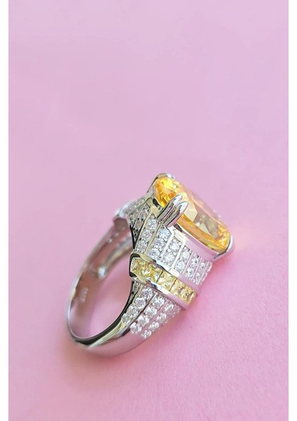 Ithal Oval Sarı Buz Kesim Gümüş Yüzük fiyatları