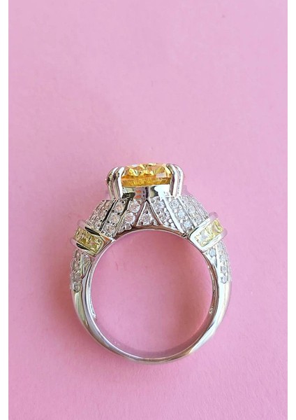 Ithal Oval Sarı Buz Kesim Gümüş Yüzük modelleri