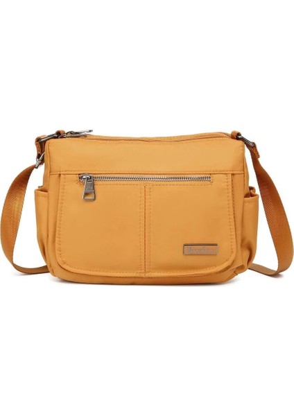 Barcelona 2143 Camel Saten Kumaş Askılı Postacı Kadın Çantası
