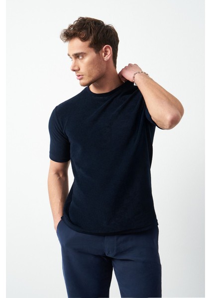 Havlu Kumaş Regular Fit Sıfır Yaka T-Shirt