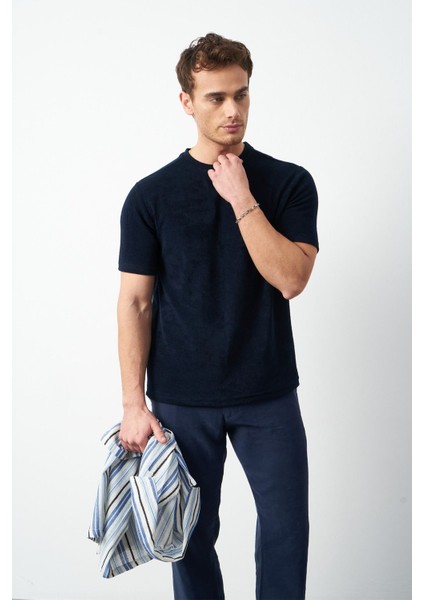 Havlu Kumaş Regular Fit Sıfır Yaka T-Shirt