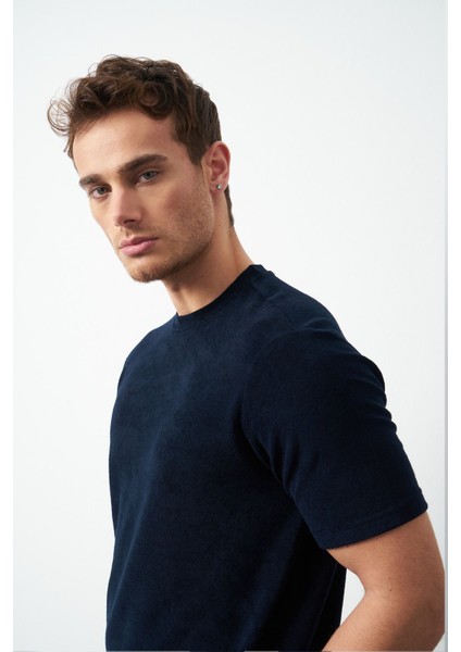 Havlu Kumaş Regular Fit Sıfır Yaka T-Shirt