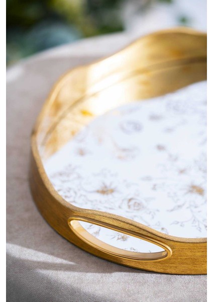 CHA-07498/4 Rosa 2'li Gold Cam Tepsi - 43.5/37.5 cm