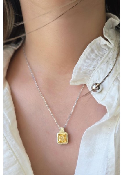 Ithal Premium Sarı Damla Gümüş Kolye fiyatları