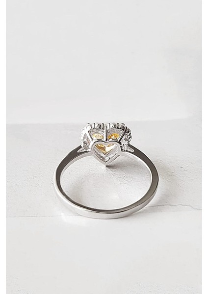 Ithal Özel Sarı Fancy Kesim Heart Gümüş Yüzük fırsatları