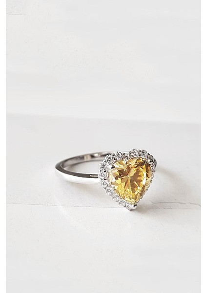 Ithal Özel Sarı Fancy Kesim Heart Gümüş Yüzük indirimleri