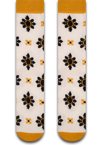 Sarı Retro Renkli Erkek Çorap