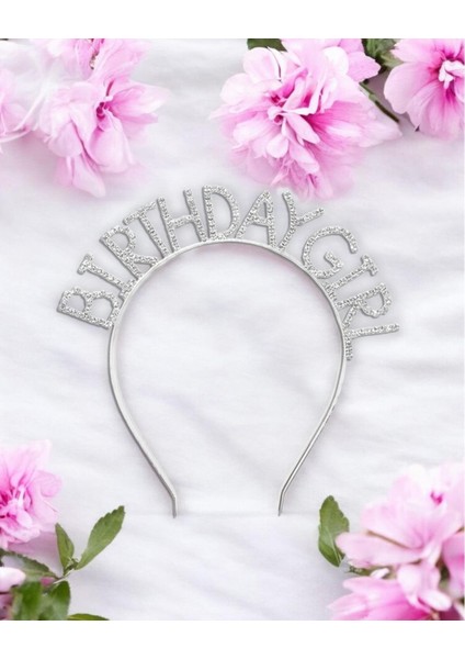 Birthday Girl Taşlı Taç Metal Doğum Günü Parti Tacı Gümüş