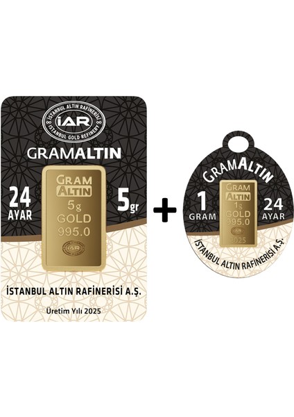 6 Gram (5+1) Külçe Gram Altın Iar 24 Ayar