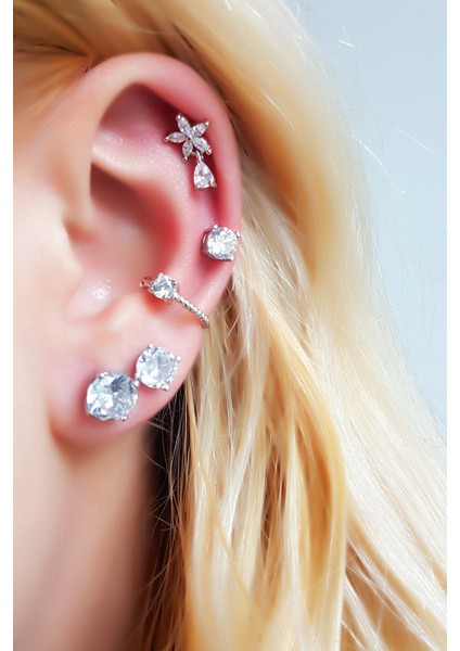 Tekli Ithal Orta Boy Tektaş Gümüş Küpe fiyatları