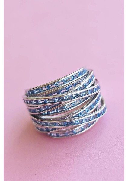 Ithal Premium Mavi Baget Gümüş Yüzük