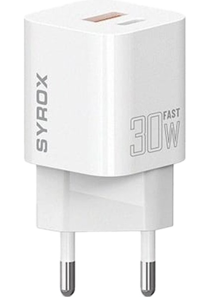 PDQ30B 30W Pd Qc 3.0 1xusb-A + 1xtype-C Port Çıkışlı Şarj Cihazı – Beyaz / 30W Pd Super Fast Charge Adapter Type-C & Usb-A Dual Port