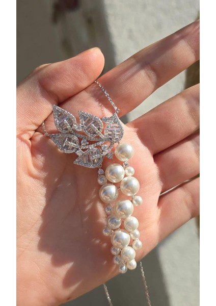 Ithal Çoklu Inci Baget Tasarım Gümüş Kolye modelleri