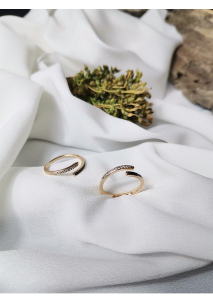 Kadın Gold Renk Şık ve Minimal Zirkon Taşlı Ayarlanabilir Yüzük