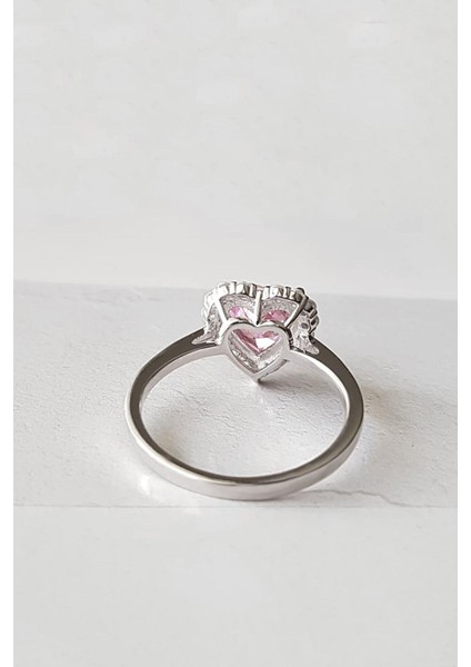 Ithal Özel Fancy Kesim Pink Heart Gümüş Yüzük modelleri
