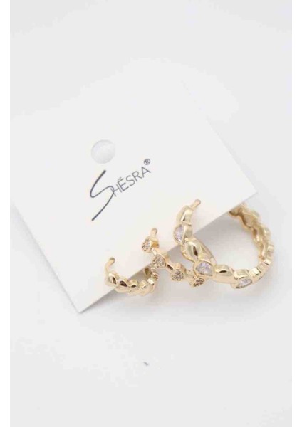 Üçlü Kalpli Halka Küpe