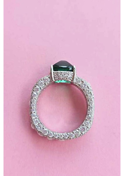 Ithal Kök Zümrüt Vıp Figürlü Damla Gümüş Yüzük modelleri