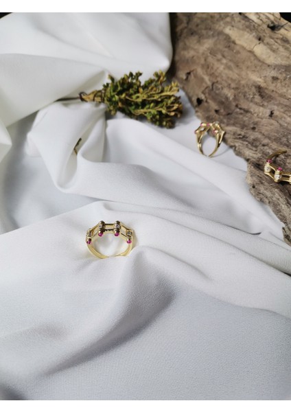 Kadın Gold Renk Leyla Jessica Model Zirkon Taşlı Ayarlanabilir Yüzük modelleri