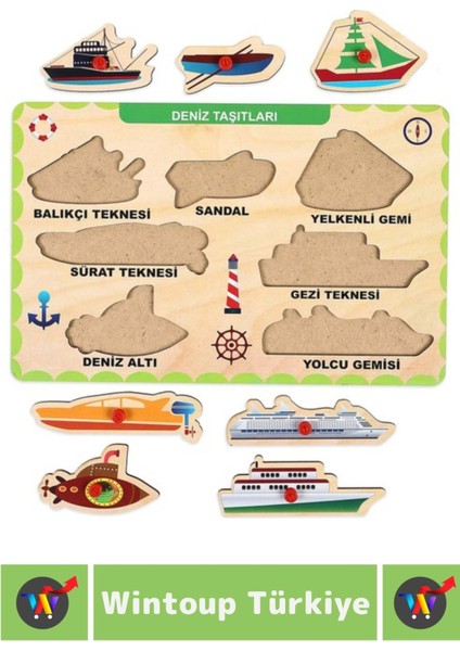 Premium Eğlenceli Eğitici Görsel Algı Problem Çözme Becerisi Çocuk Puzzle Deniz Taşıtları fiyatları