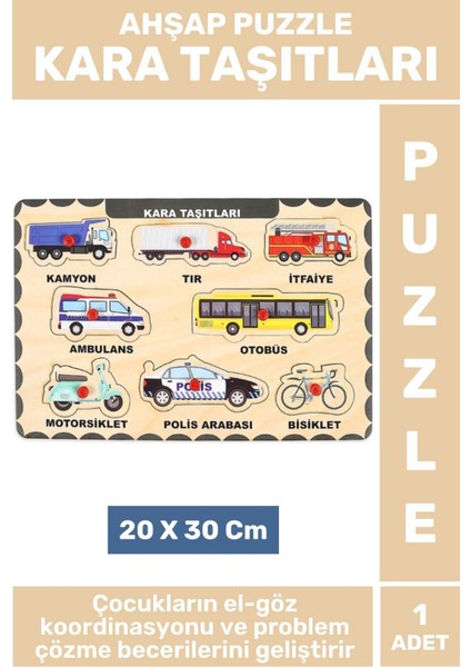 Premium Eğlenceli Eğitici Görsel Algı Problem Çözme Becerisi Çocuk Puzzle Kara Taşıtları