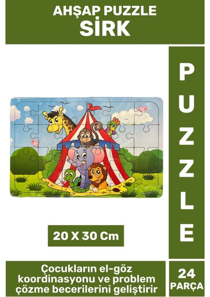 Premium Eğlenceli Eğitici Görsel Algı Problem Çözme Becerisi Çocuk Puzzle 24 Parça Sirk