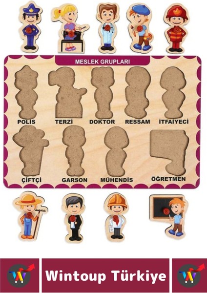 Premium Eğlenceli Eğitici Görsel Algı Problem Çözme Becerisi Çocuk Puzzle Meslekler