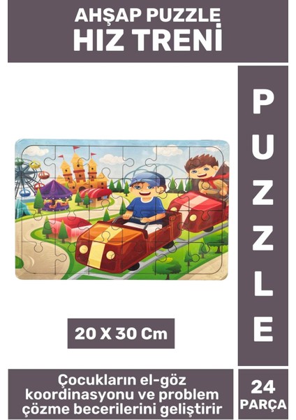 Premium Eğlenceli Eğitici Görsel Algı Problem Çözme Becerisi Çocuk Puzzle 24 Parça Hız Treni