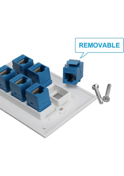 Cat 6 Ethernet Duvar Plakası 6 Port, Ethernet Duvar Plakası Dişi-Dişi Çıkarılabilir Cat7/6/6e/5/5e ile Uyumlu (Yurt Dışından)