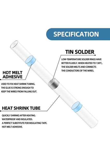 50 Adet Lehim Conta Tel Konnektörleri, Su Geçirmez ve Yalıtımlı Isıyla Daralan Lehim Konnektörleri, Uçtan Uca Ekleme (Yurt Dışından) fiyatları