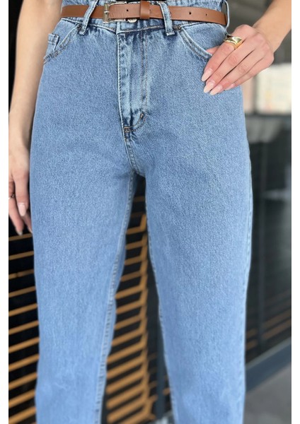 Dar Paça Kemerli Kadın Jean Kot Pantolon fırsatları