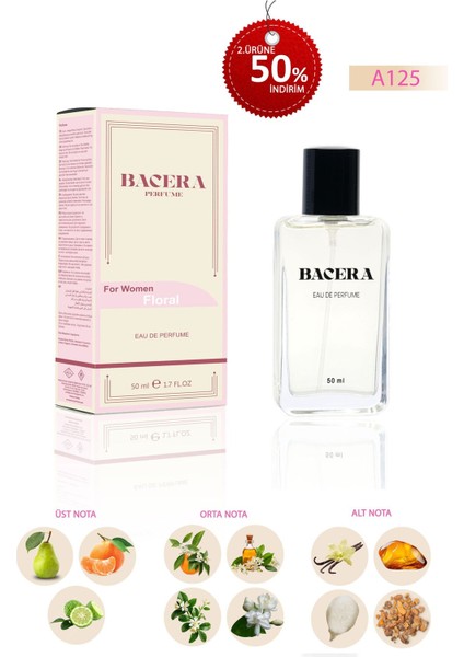 Bacera A125 Floral Kadın Parfüm 50 ml modelleri