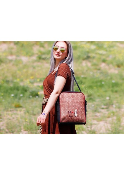 Tilki Figürlü Büyük Postacı Kol Çantası Etnik Bohem Style - Siyah