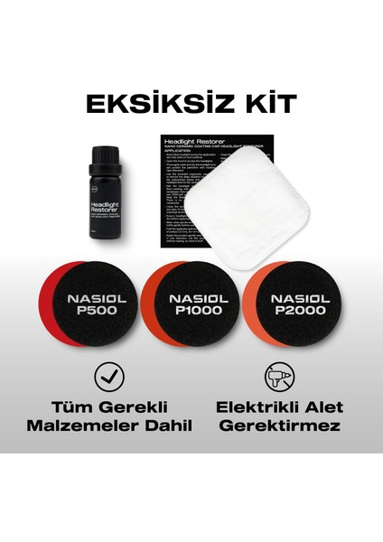 Headlight Restorer Nano Seramik Far Yenileme ve Koruma Kiti-3 Yıl DAYANIM-10ML-FAR Temizleme