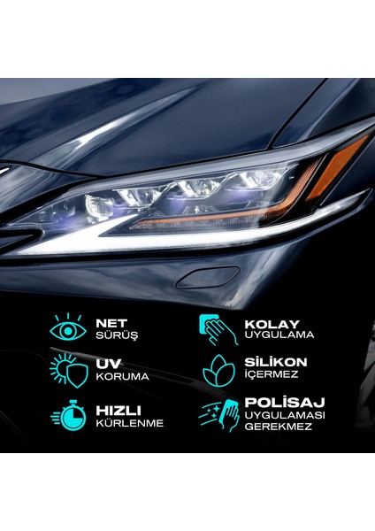 Headlight Restorer Nano Seramik Far Yenileme ve Koruma Kiti-3 Yıl DAYANIM-10ML-FAR Temizleme