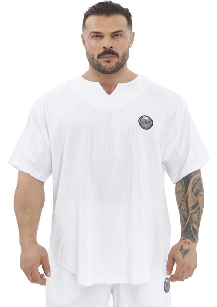 Oversize T-Shirt Pamuklu, Armalı Rag Top Big Sam 3377