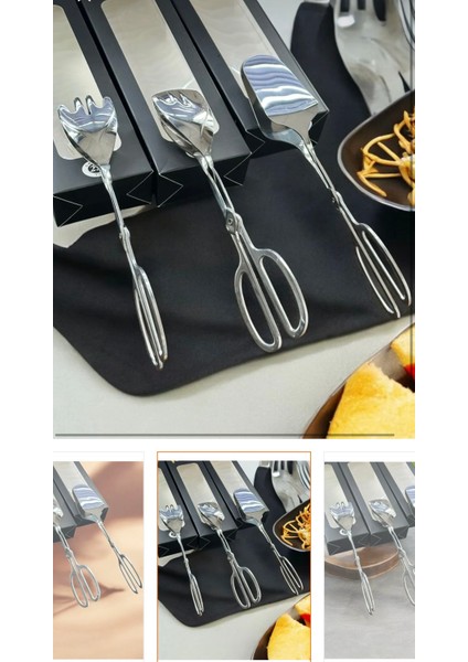 3 Lü Lüx Servis Salata Makarna Pasta Kek Maşa Seti 18/10